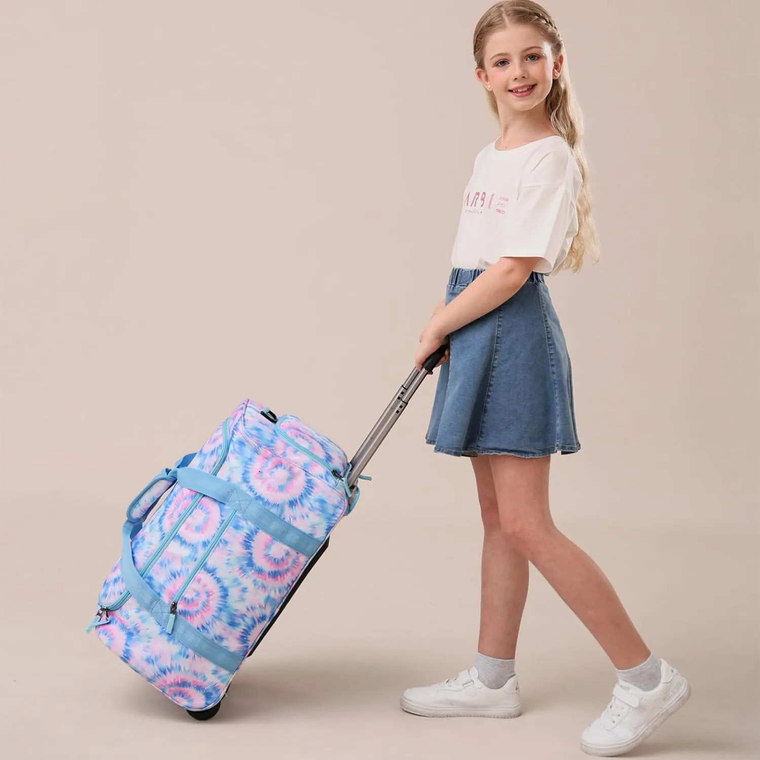 Choco Mocha Girls Cheetah Suitcase with Wheels Kids Pink Rolling Duffle Bag for Camping Teen Girls Toddler Luggage Bag for Travel, 22inch, Leopard