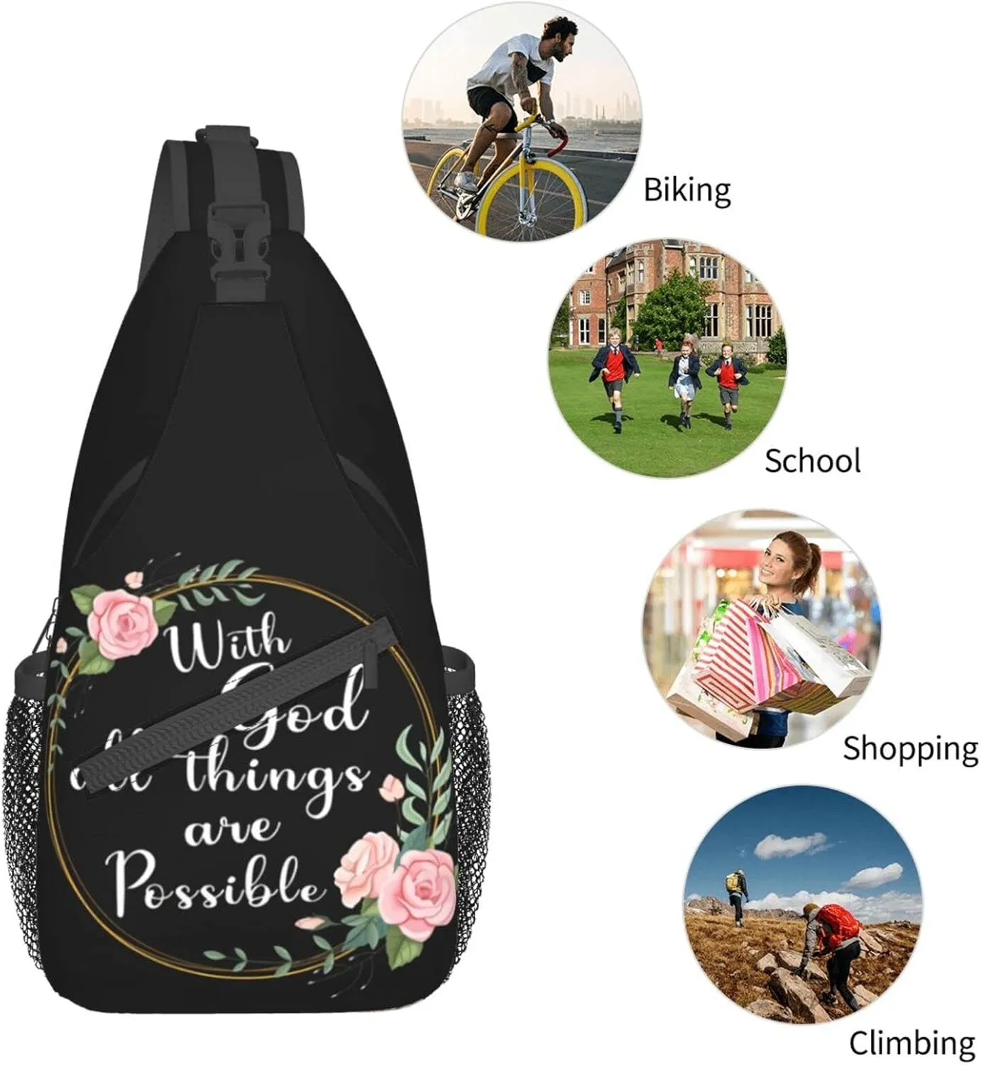 Christian Jesus Sling Bag for Men Women Shoulder Backpack Chest Bags Crossbody Daypack for Hiking Camping Outdoor Trip