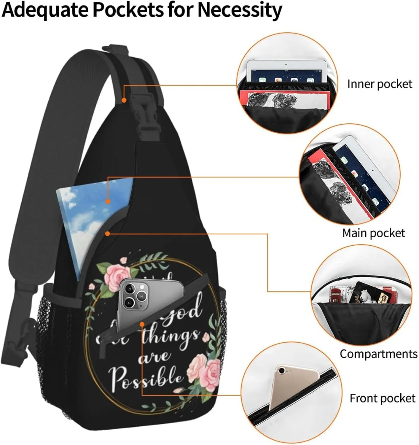 Christian Jesus Sling Bag for Men Women Shoulder Backpack Chest Bags Crossbody Daypack for Hiking Camping Outdoor Trip