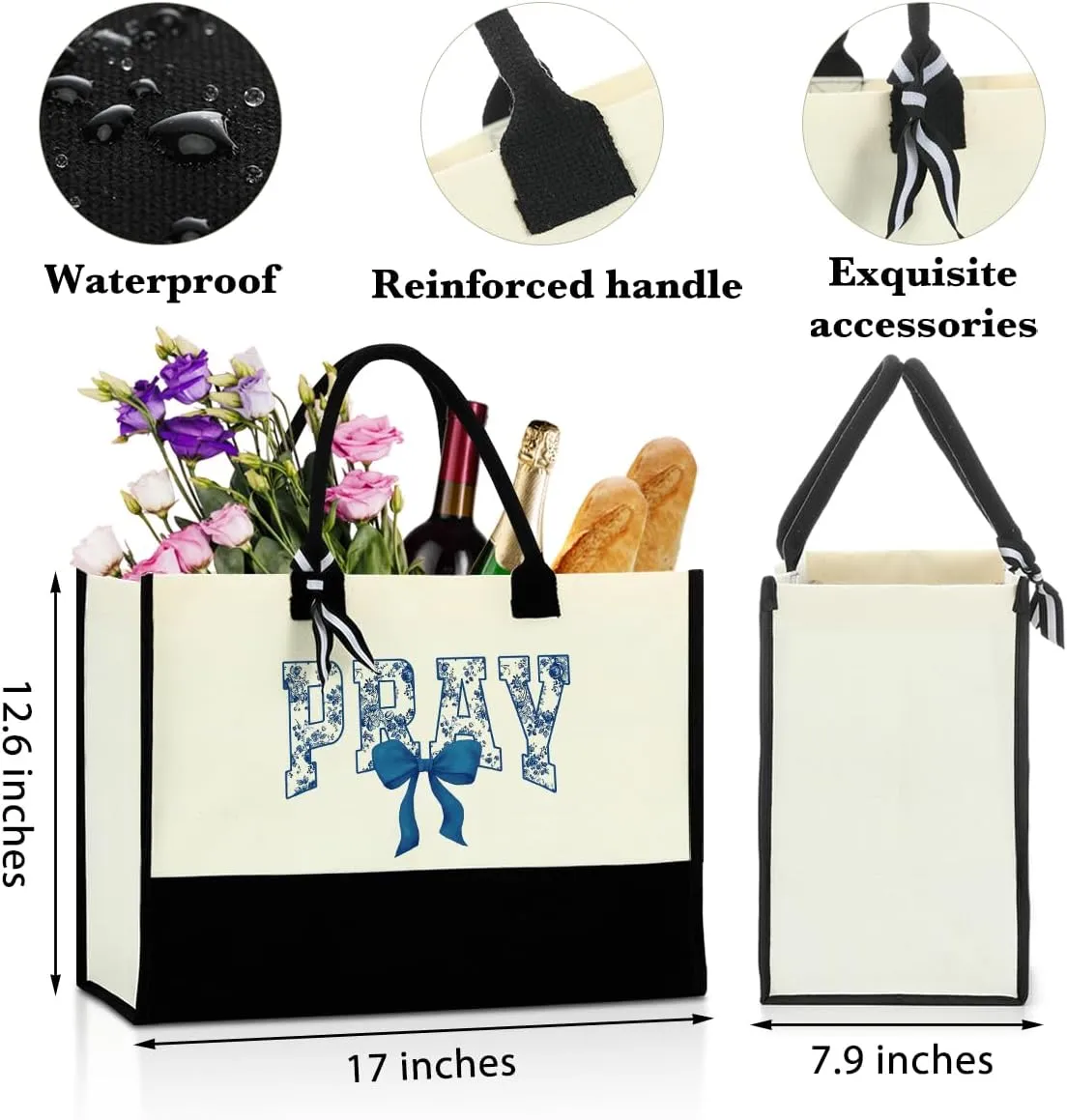 Christian Tote Bag, Motivational Religious Gifts for Women, Bible Faith Based Gifts for Christmas