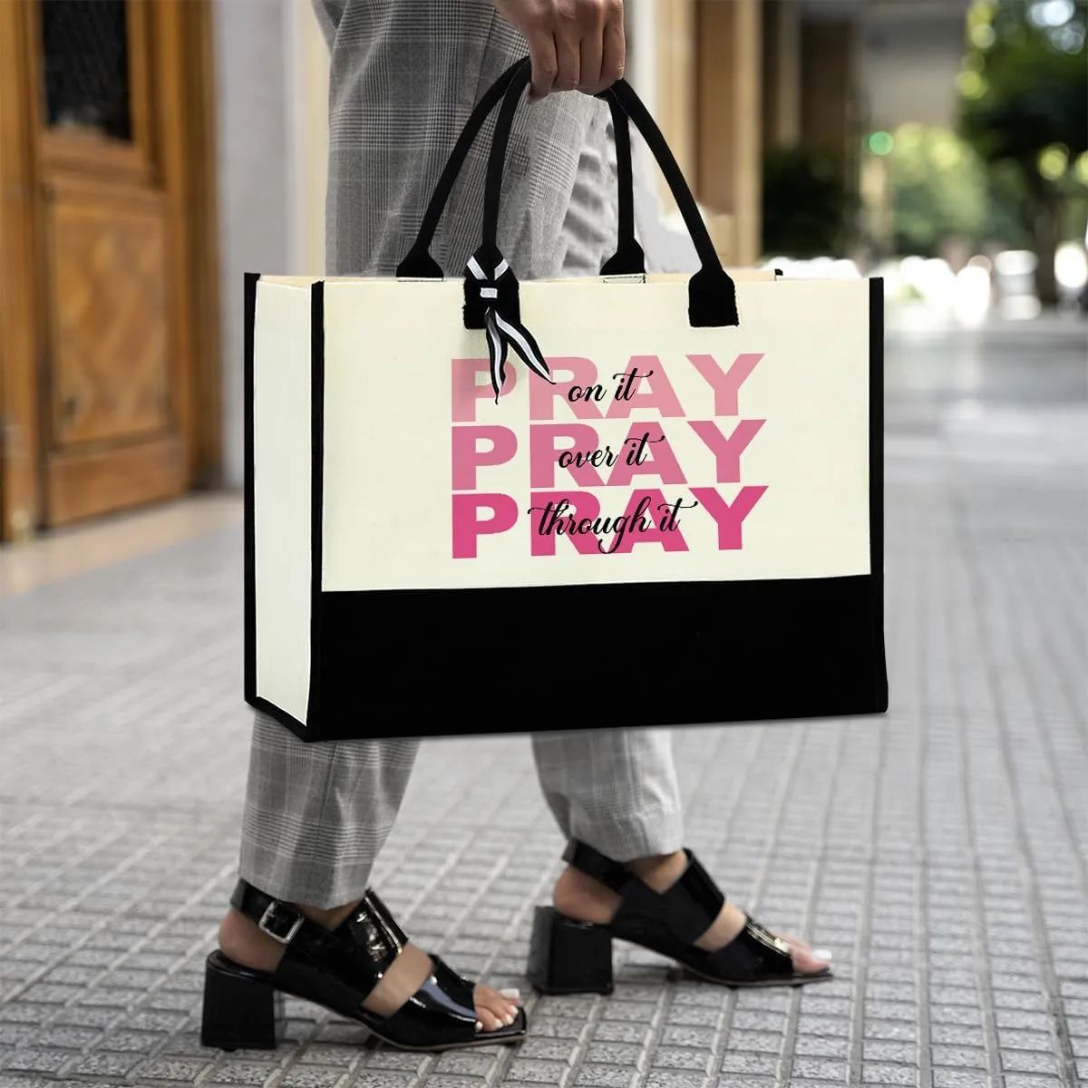 Christian Tote Bag, Motivational Religious Gifts for Women, Bible Faith Based Gifts for Christmas