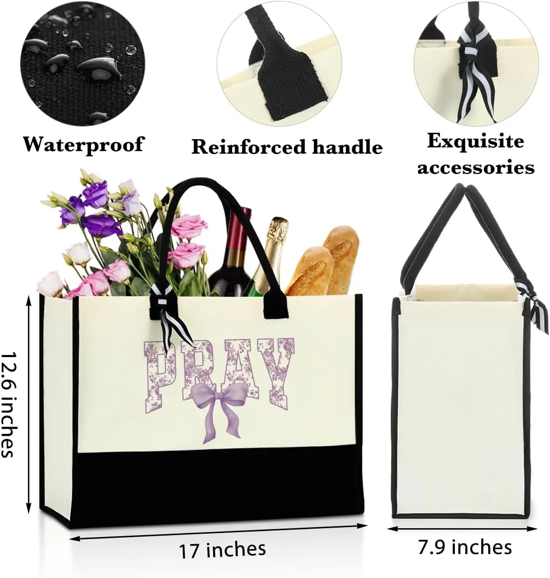 Christian Tote Bag, Motivational Religious Gifts for Women, Bible Faith Based Gifts for Christmas