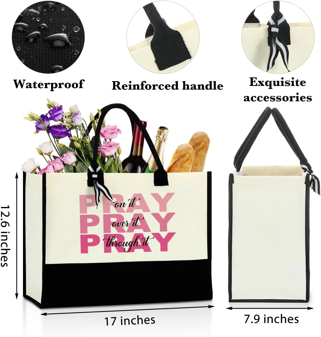 Christian Tote Bag, Motivational Religious Gifts for Women, Bible Faith Based Gifts for Christmas