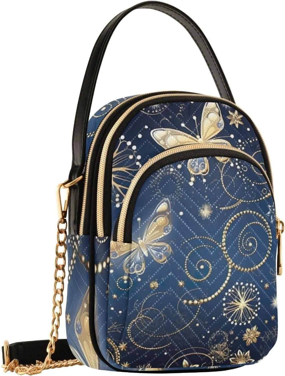 Christmas Snowflakes and Butterflies Shoulder Bag, Trendy Crossbody Purses Small Shoulder Bag