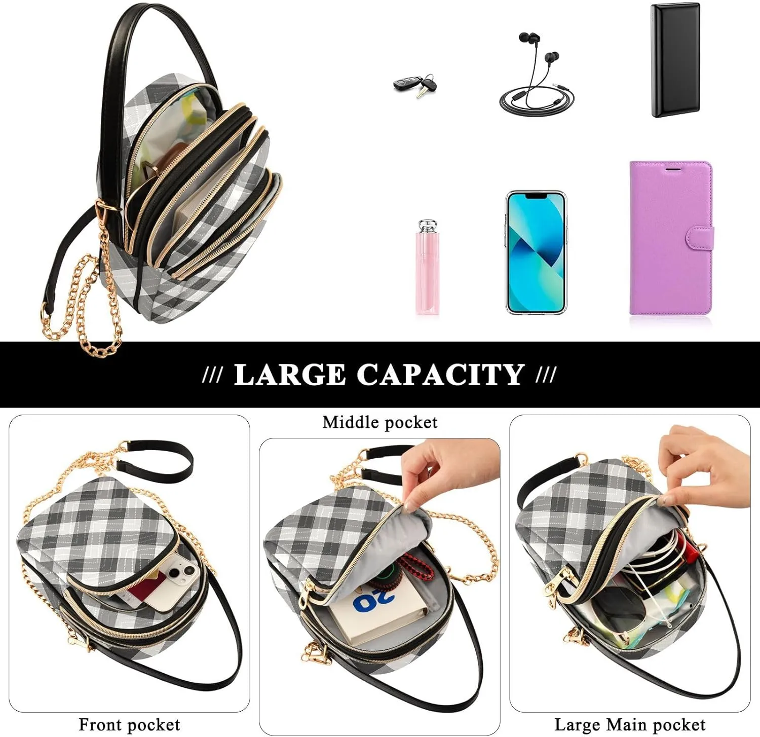 Christmas Snowflakes and Butterflies Shoulder Bag, Trendy Crossbody Purses Small Shoulder Bag