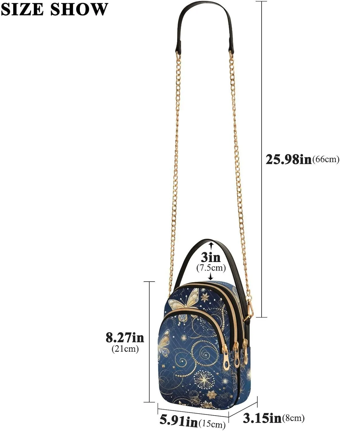 Christmas Snowflakes and Butterflies Shoulder Bag, Trendy Crossbody Purses Small Shoulder Bag