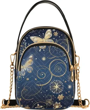 Christmas Snowflakes and Butterflies Shoulder Bag, Trendy Crossbody Purses Small Shoulder Bag