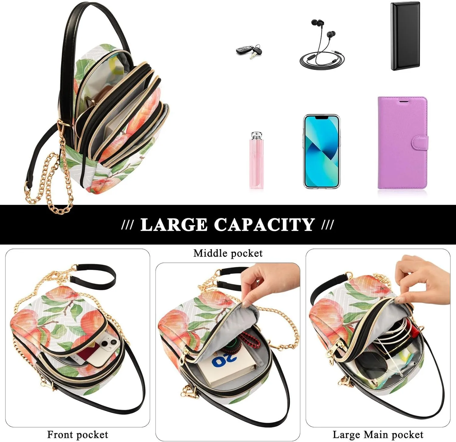 Christmas Snowflakes and Butterflies Shoulder Bag, Trendy Crossbody Purses Small Shoulder Bag
