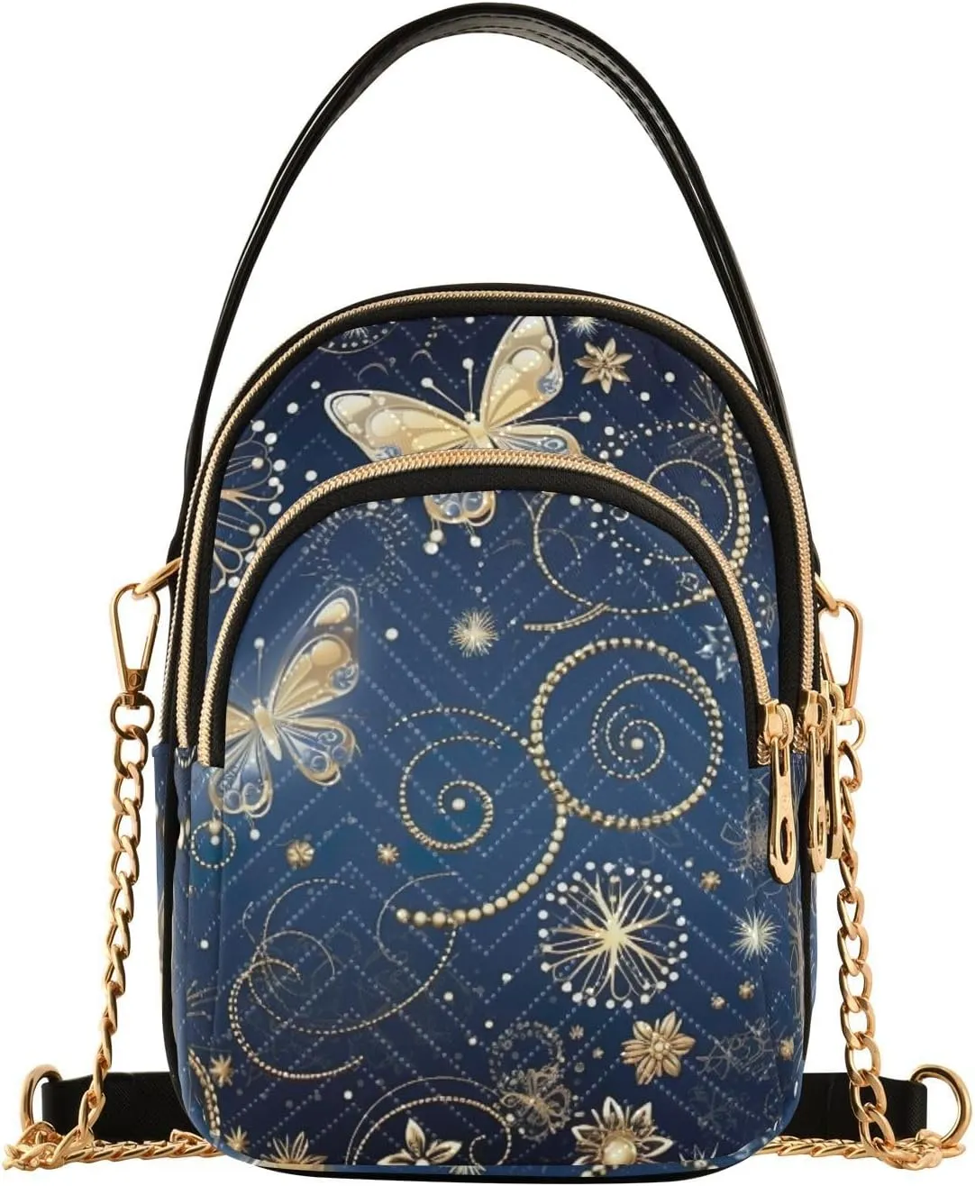 Christmas Snowflakes and Butterflies Shoulder Bag, Trendy Crossbody Purses Small Shoulder Bag