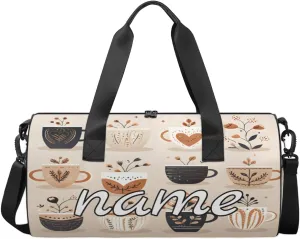 Classic Coffee Style Personalized Dance Bags, Classic Coffee Style Custom Sport Duffel Bag Travel Duffle Bag Overnight Weekender Bag