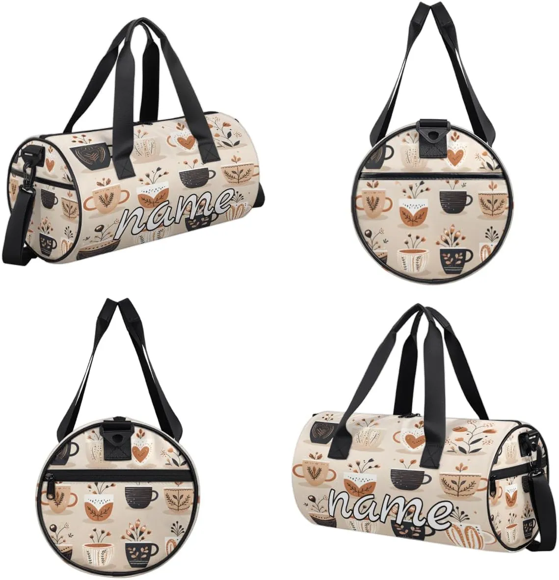 Classic Coffee Style Personalized Dance Bags, Classic Coffee Style Custom Sport Duffel Bag Travel Duffle Bag Overnight Weekender Bag