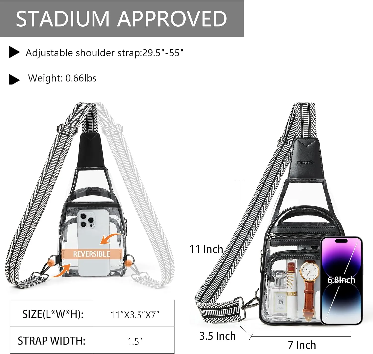 Clear Bag for Stadium Events Approved Clear Purses for Women Crossbody Transparent Bag Stadium Bags for Concert Sport