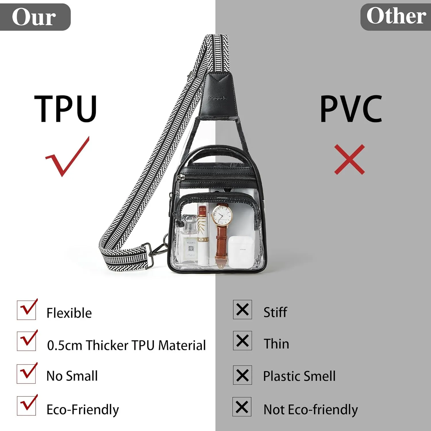 Clear Bag for Stadium Events Approved Clear Purses for Women Crossbody Transparent Bag Stadium Bags for Concert Sport