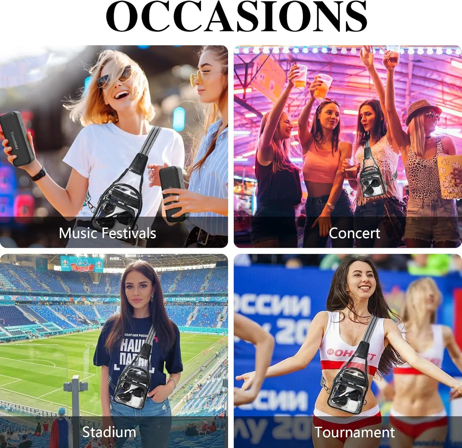 Clear Bag for Stadium Events Approved Clear Purses for Women Crossbody Transparent Bag Stadium Bags for Concert Sport