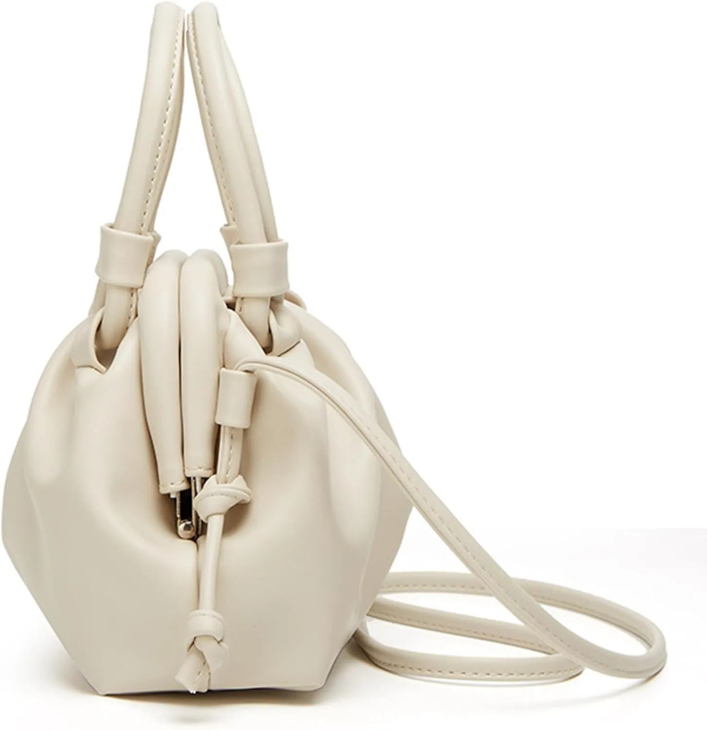 Cloud-shaped Shoulder Bag For Women Fold Portable Soft PU Leather Simple One Shoulder Oblique Span Bags
