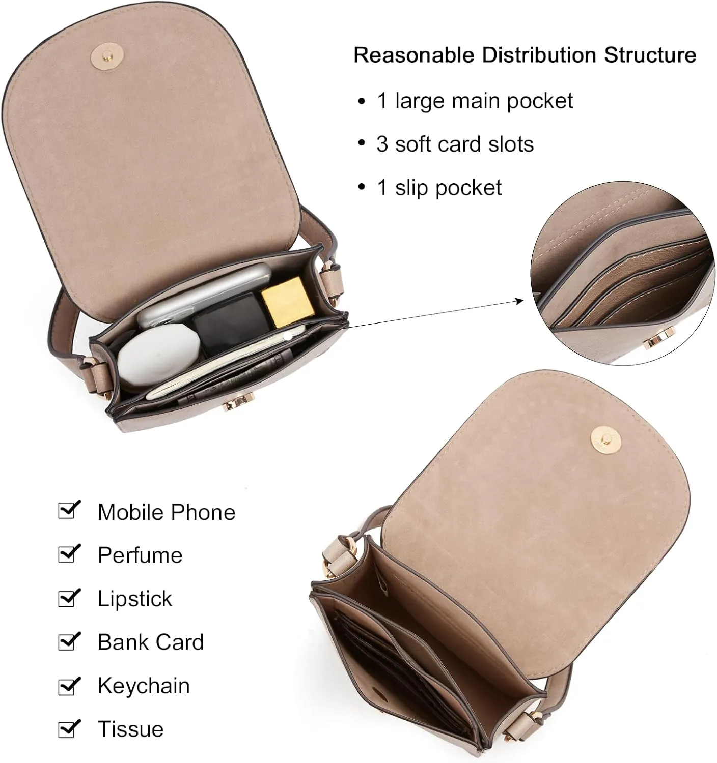 CLUCI Small Crossbody Bags for Women PU Leather Cell Phone Purse Wallet with Adjustable Guitar Strap