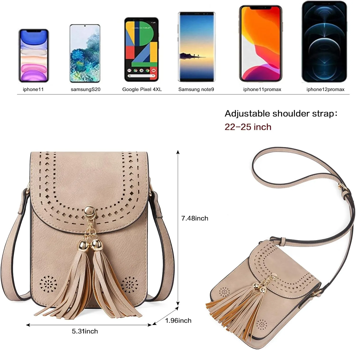 CLUCI Small Crossbody Bags for Women PU Leather Cell Phone Purse Wallet with Adjustable Guitar Strap
