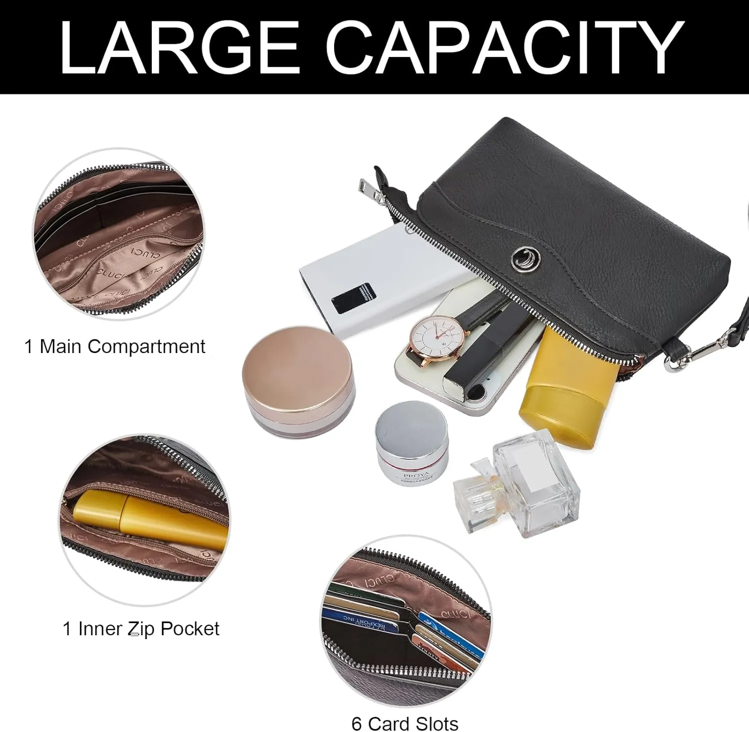CLUCI Wristlet Wallets for Women Travel Phone Handbag Leather Clutch Purses with Card Slots