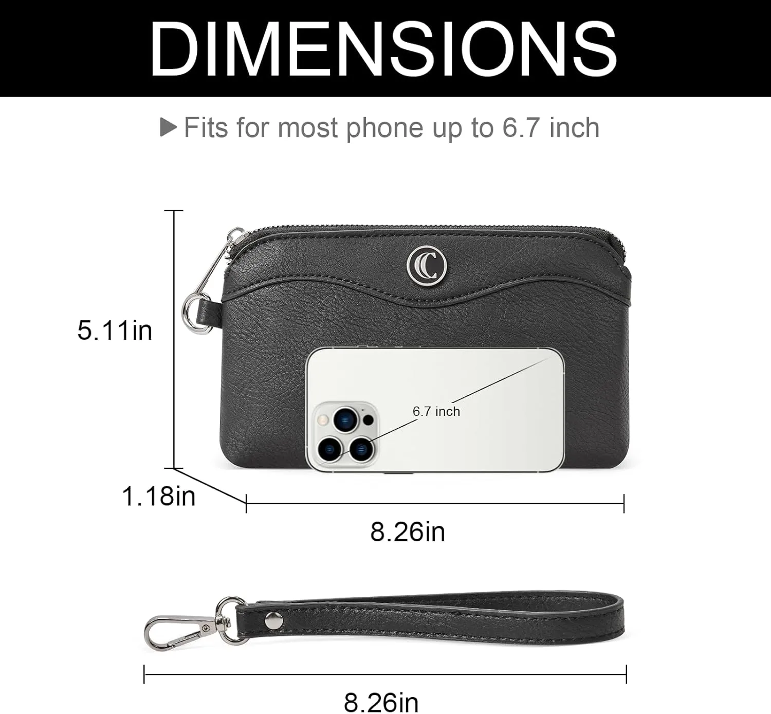 CLUCI Wristlet Wallets for Women Travel Phone Handbag Leather Clutch Purses with Card Slots