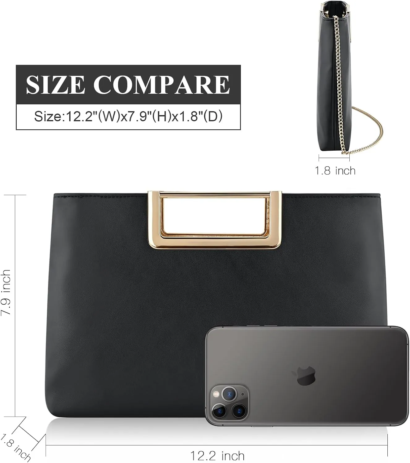 Clutch Purses for Women, Dressy Evening Crossbody Bag, Ladies Vegan Leather Wedding Party Shoulder Handbag