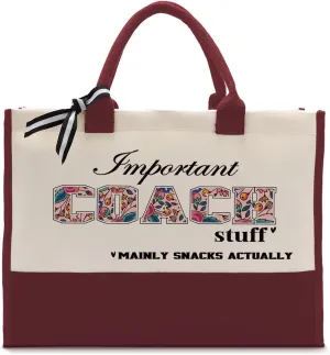 Coach Canvas Tote, Utility Shoulder Beach Bag for Women, Cotton Handbag Gift