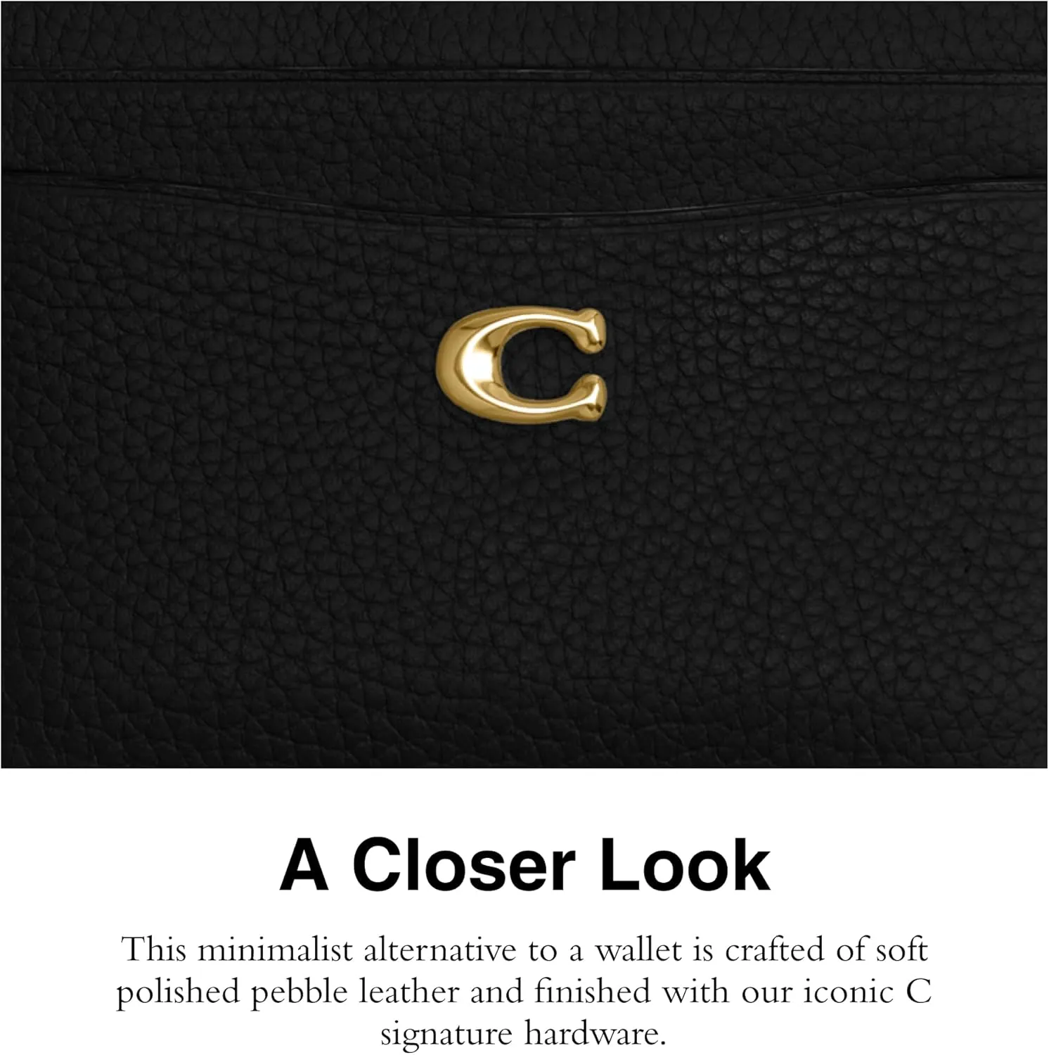 Coach Polished Pebble Leather Essential Card Case, Black