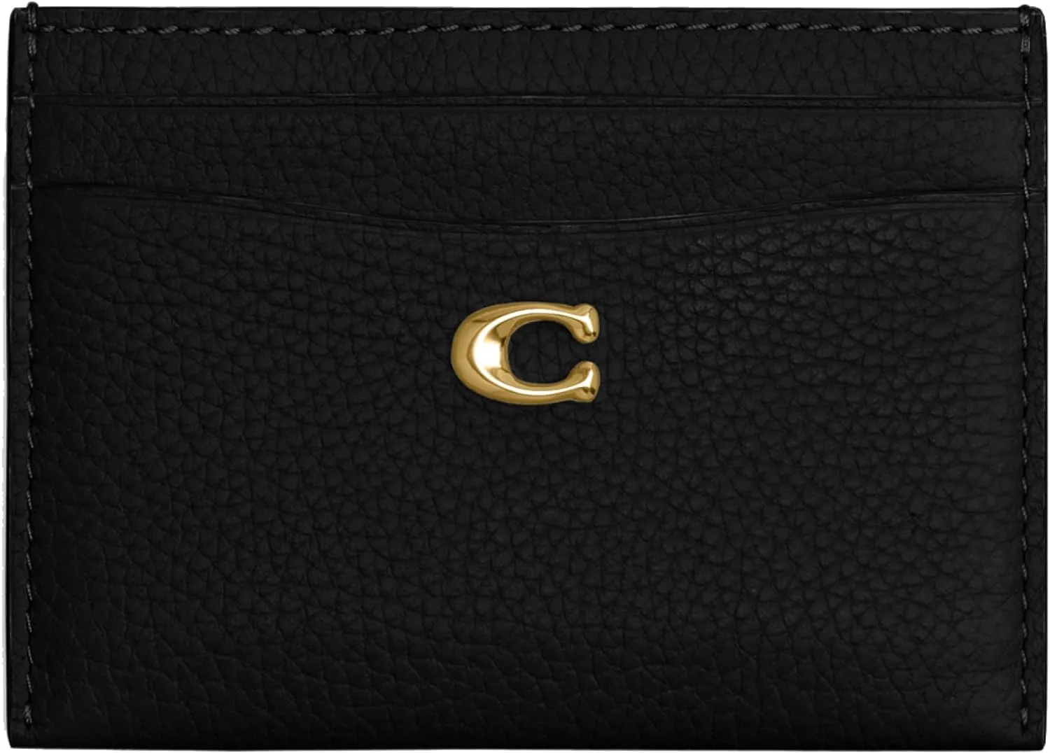 Coach Polished Pebble Leather Essential Card Case, Black