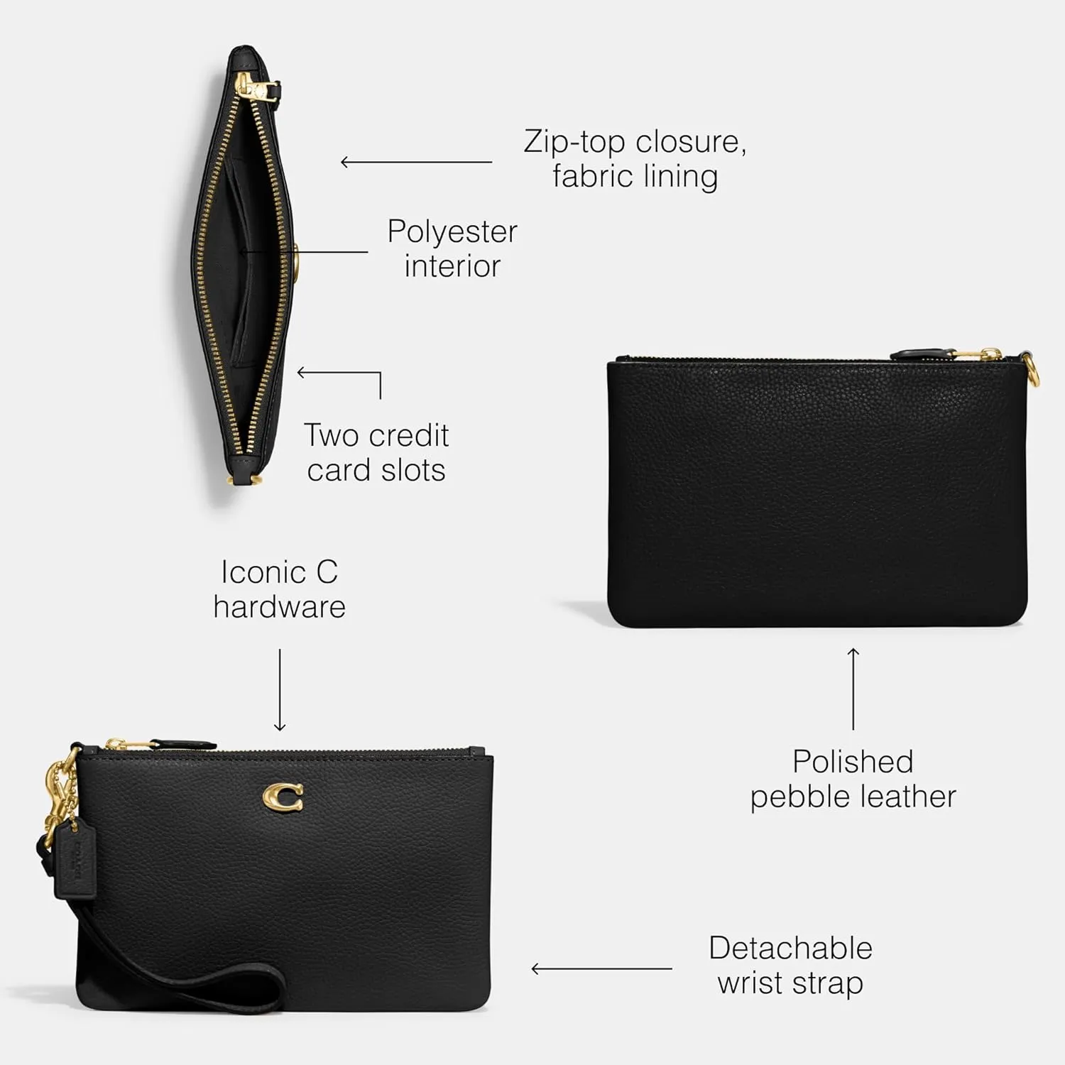 Coach Women's Polished Pebble Small Wristlet