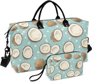 Coconut Blue Duffel Bag for Travel Gym Sport, Weekender Travel Bags Carry on Overnight Bag