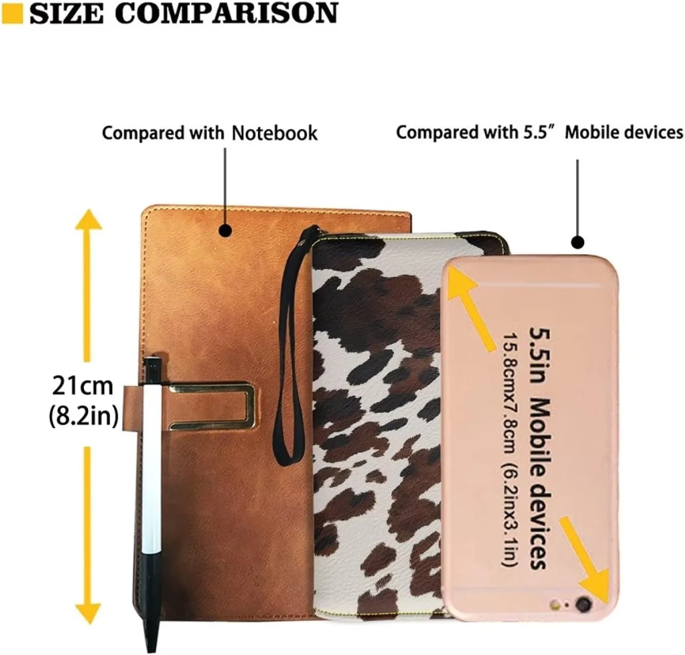 Coldinair Brown Cow Wristlet Wallet for Women Lady Waterproof PU Leather Handbag Coin Bag Clutch Purse Wallets with Card Slots - Cute Cowhide