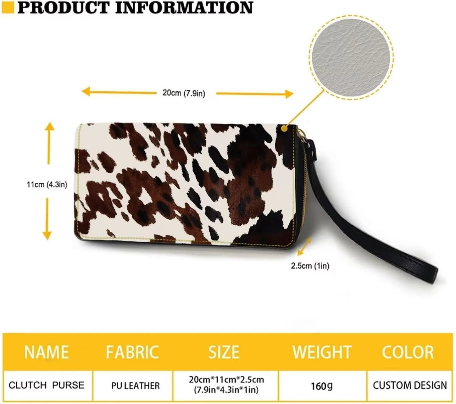 Coldinair Brown Cow Wristlet Wallet for Women Lady Waterproof PU Leather Handbag Coin Bag Clutch Purse Wallets with Card Slots - Cute Cowhide