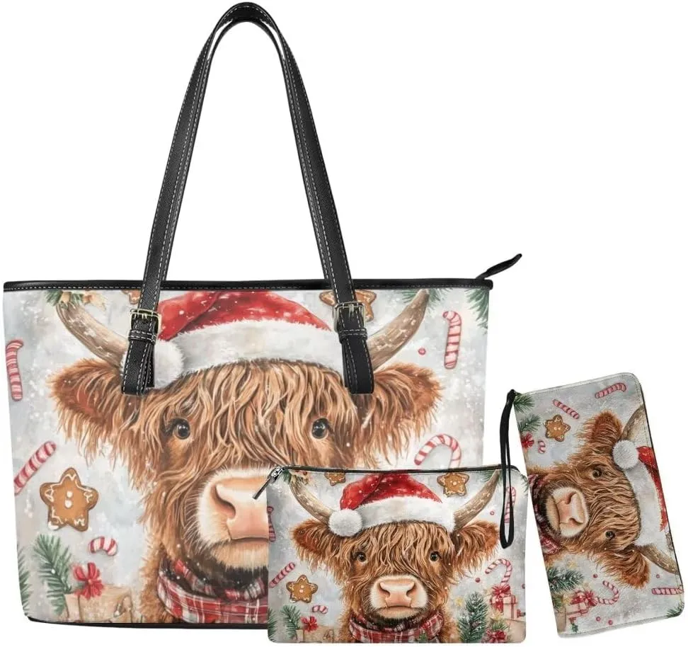 Coldinair Custom Wallet Purse Set Top Handle Handbags Personalized PU Leather Tote Work Bag Travel Large Casual Satchel