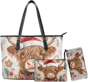 Coldinair Custom Wallet Purse Set Top Handle Handbags Personalized PU Leather Tote Work Bag Travel Large Casual Satchel