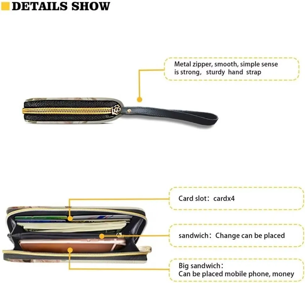 Coldinair Womens Wallet Hummingbird RFID Blocking Handbag Purse Floral PU Leather Zip Around Wallets Large Capacity Long Purse Credit Card Clutch Bag Wristlet Strap