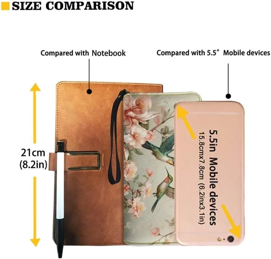 Coldinair Womens Wallet Hummingbird RFID Blocking Handbag Purse Floral PU Leather Zip Around Wallets Large Capacity Long Purse Credit Card Clutch Bag Wristlet Strap
