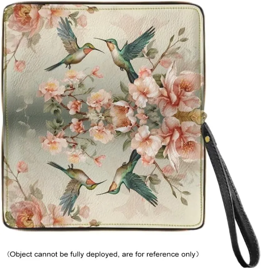 Coldinair Womens Wallet Hummingbird RFID Blocking Handbag Purse Floral PU Leather Zip Around Wallets Large Capacity Long Purse Credit Card Clutch Bag Wristlet Strap
