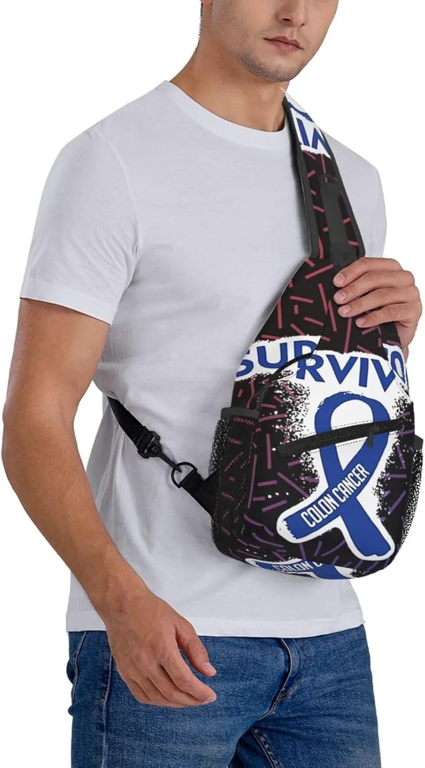 Colon Cancer Survivor Crossbody For Men Women Sling Chest Bag Shoulder Bag Lightweight One Strap Backpack Multipurpose Travel Hiking Daypack