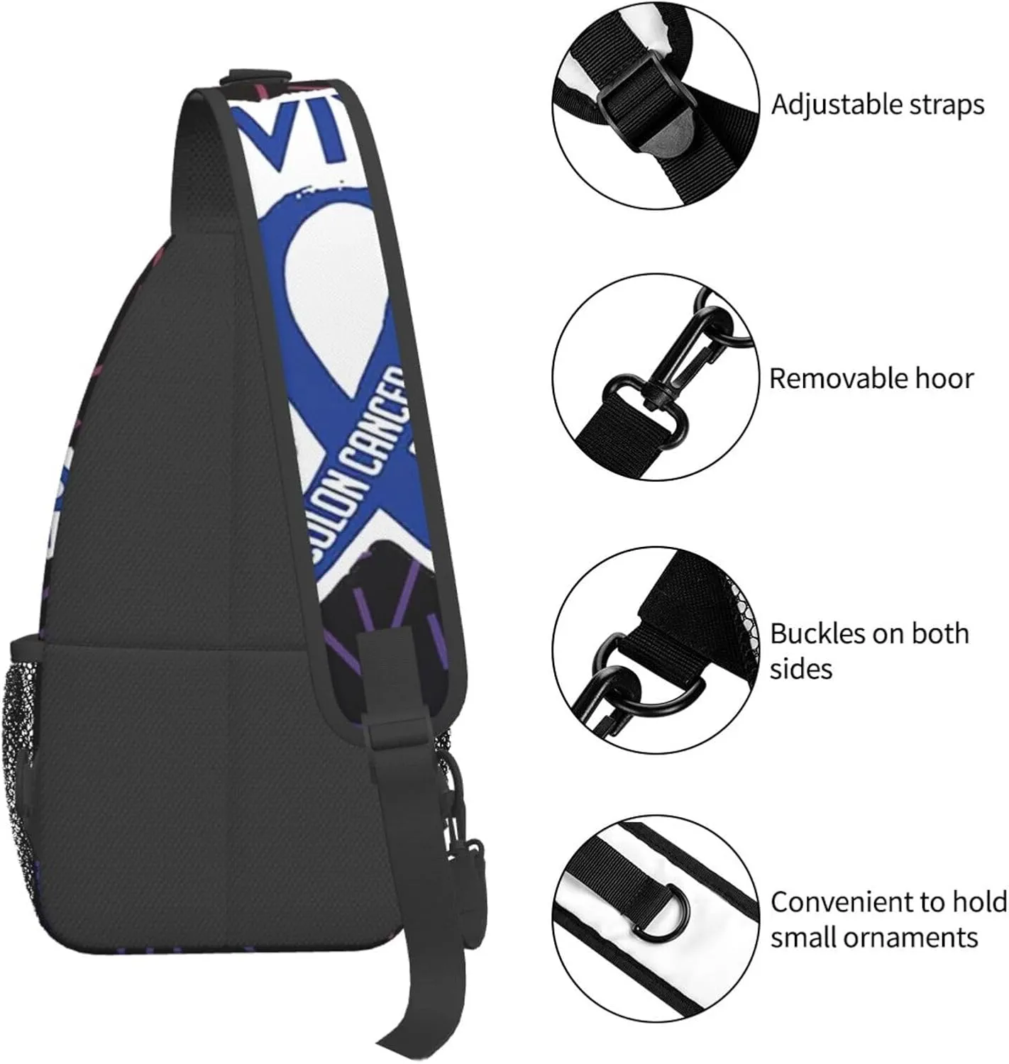 Colon Cancer Survivor Crossbody For Men Women Sling Chest Bag Shoulder Bag Lightweight One Strap Backpack Multipurpose Travel Hiking Daypack
