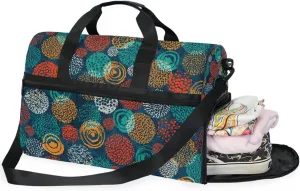 Colored Circle Duffel Bag for Travel, Large Sport Gym Bag with Shoe Compartment