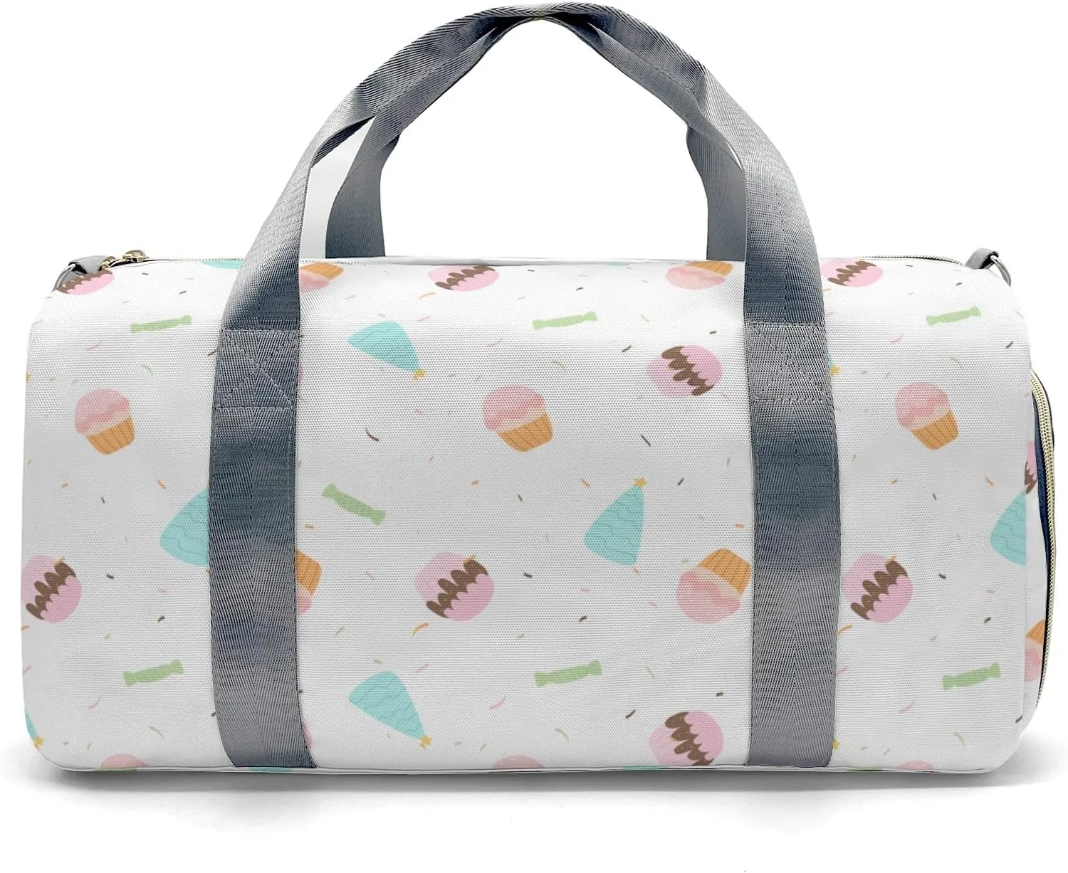 Colorful Cake Personalized Duffel Bag,Custom Travel Gym Bag with Name,Waterproof Sports Overnight Bag with Shoe Compartment & Shoulder Strap