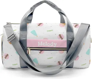 Colorful Cake Personalized Duffel Bag,Custom Travel Gym Bag with Name,Waterproof Sports Overnight Bag with Shoe Compartment & Shoulder Strap