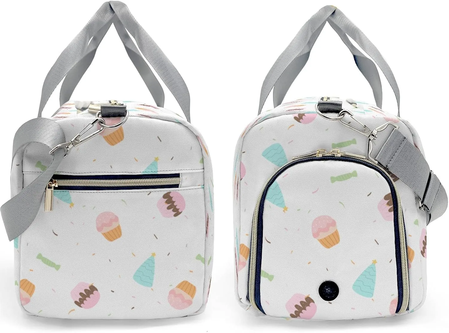 Colorful Cake Personalized Duffel Bag,Custom Travel Gym Bag with Name,Waterproof Sports Overnight Bag with Shoe Compartment & Shoulder Strap
