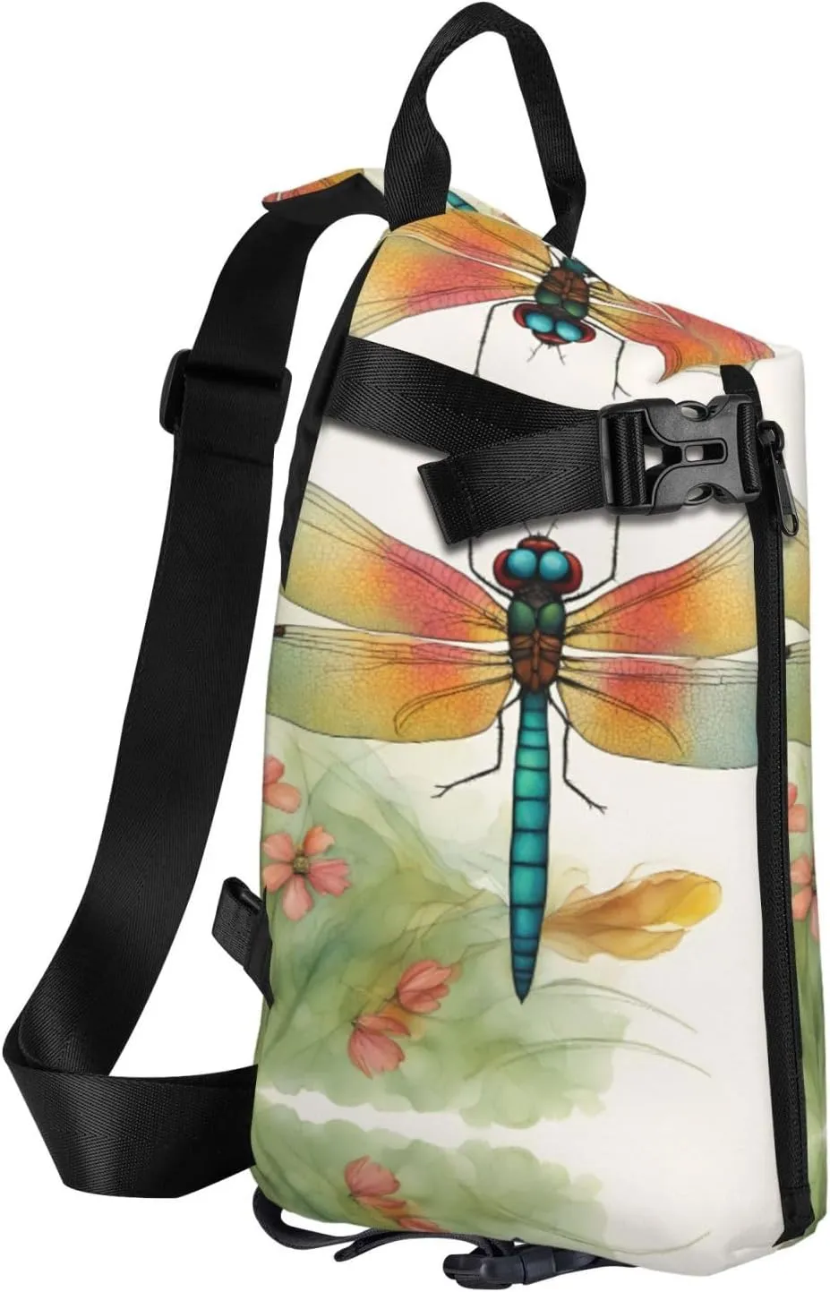 Colorful Dragonfly 1 Print Crossbody Backpack Casual Adjustable Bag Multifunctional Sling Backpack