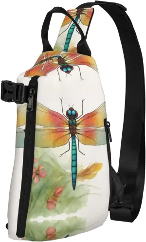 Colorful Dragonfly 1 Print Crossbody Backpack Casual Adjustable Bag Multifunctional Sling Backpack