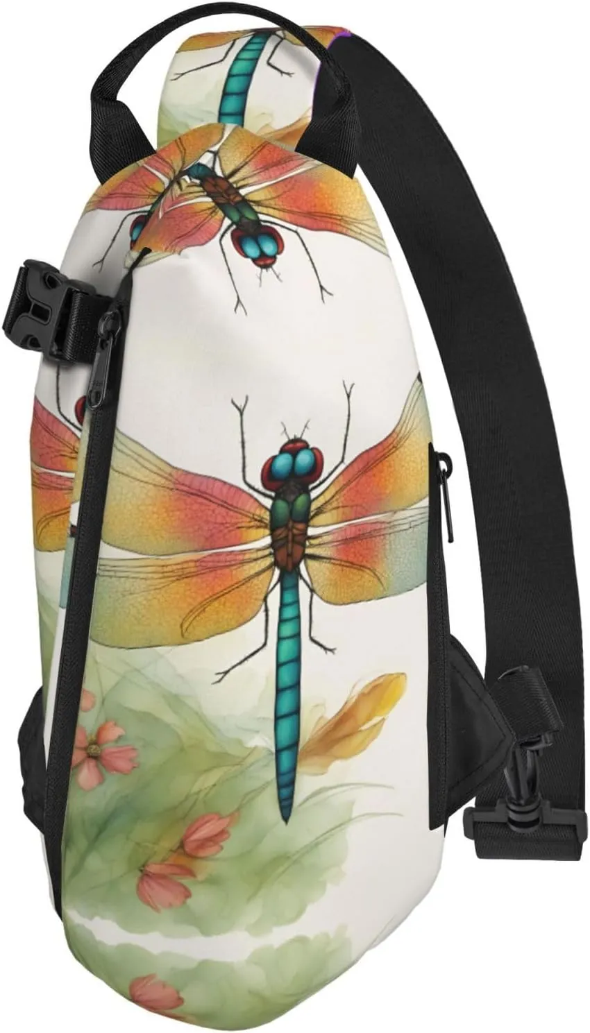 Colorful Dragonfly 1 Print Crossbody Backpack Casual Adjustable Bag Multifunctional Sling Backpack