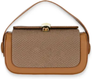Colorful Fabric Flap Crossbody Bag, Elegant Leather Top Handle Purses, Mini Fashion Shoulder Travel Purse