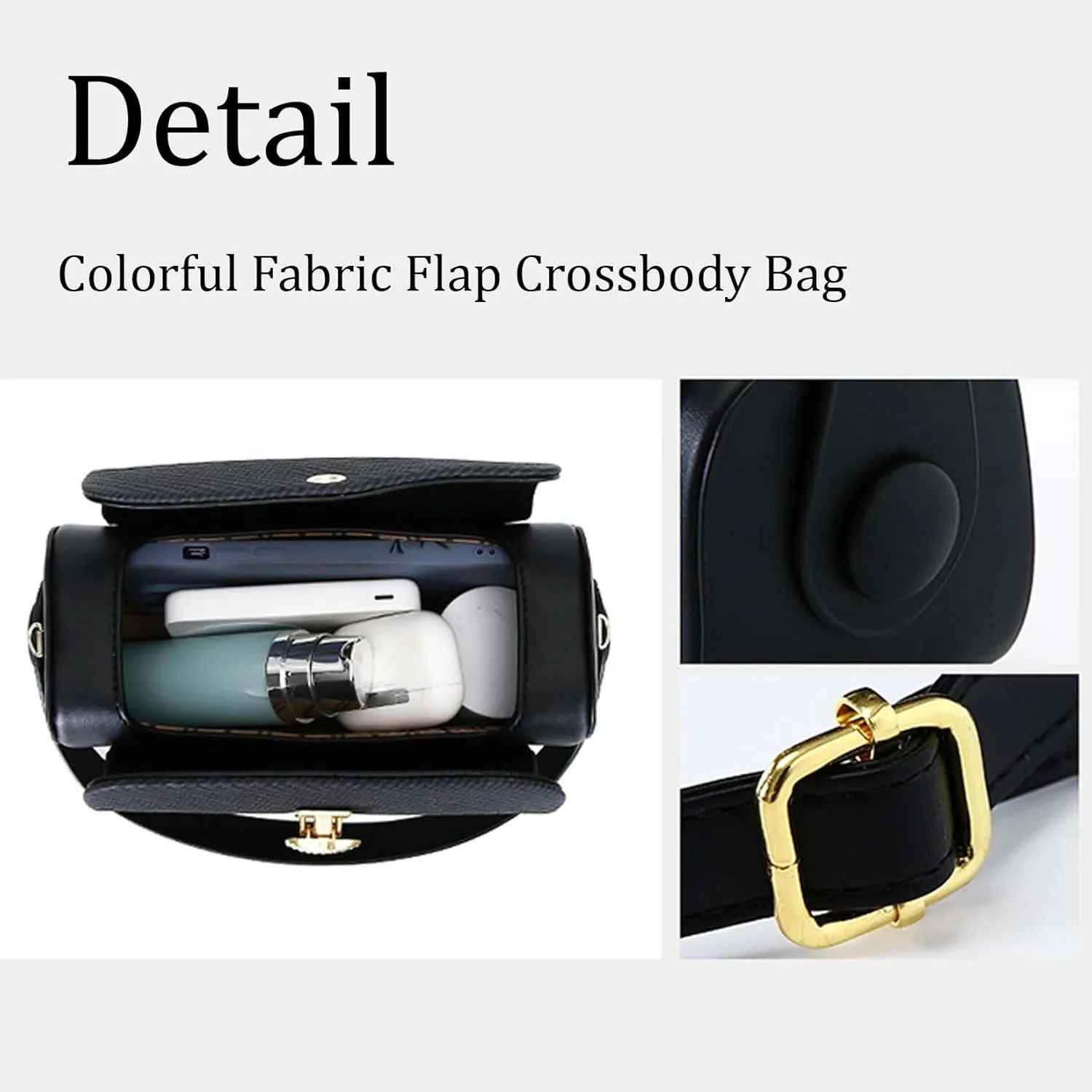Colorful Fabric Flap Crossbody Bag, Large Capacity PU Leather, Elegant Textured Shoulder Purse for Women