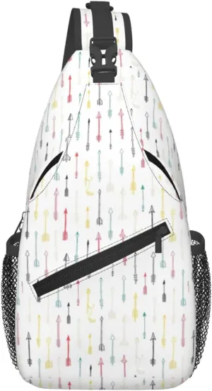 Colorful Hand Drawn Art with Boho Style Arrows print Crossbody bag, outdoor bag, casual bag, fashionable travel accessories fit everyone