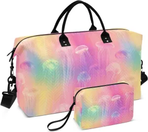 Colorful Jellyfish Duffel Bag for Travel Gym Sport, Weekender Travel Bags Carry on Overnight Bag