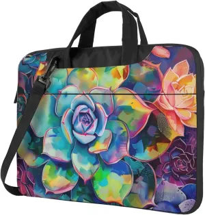 Colorful Succulent Print Laptop Tote Bag Travel Bag Business Computer Bag Work Bag for Men Women